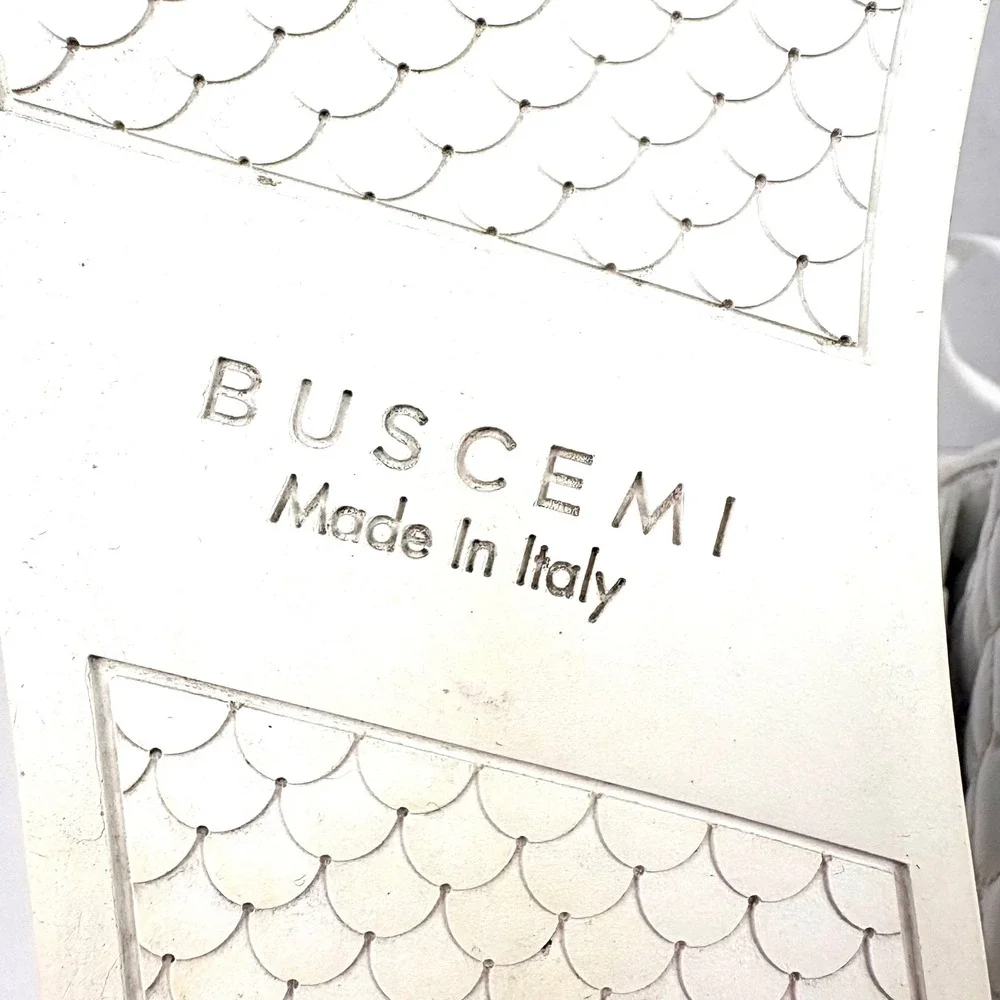 Buscemi 90MM Quilt White Leather Mid Top Men's Sneakers Size 43 US 10 Italy Luxe